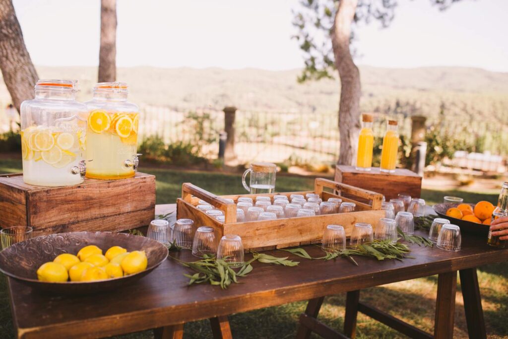 Bebidas para la llegada de los invitados boda